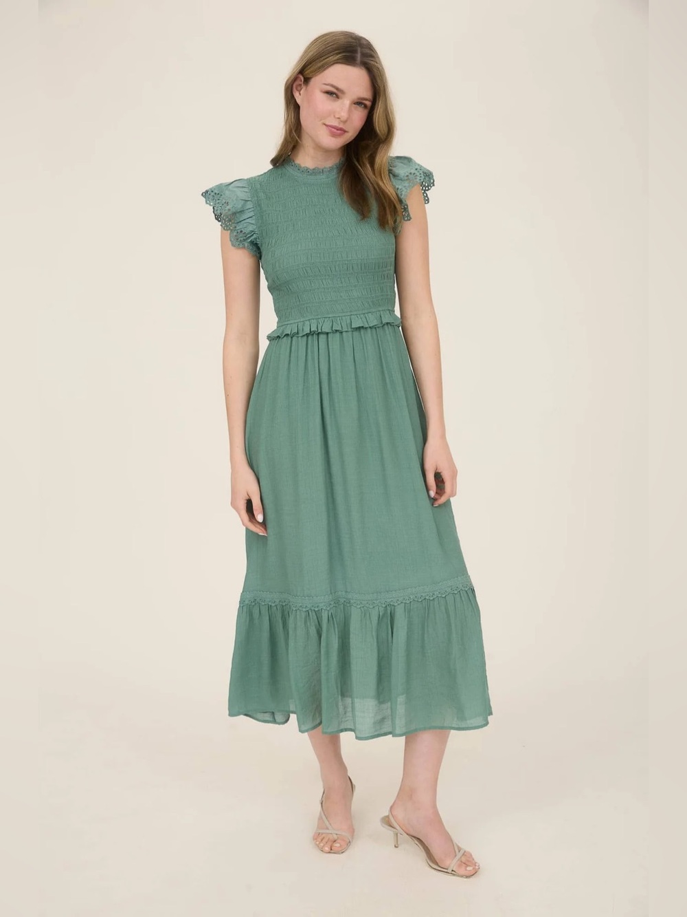 By The River Smocked Midi Dress